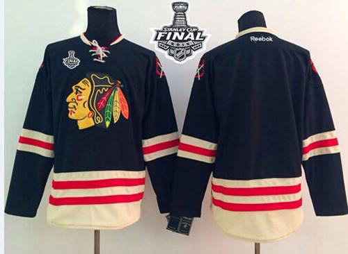 Blackhawks Blank Black 2015 Winter Classic 2015 Stanley Cup Stitched NHL Jersey