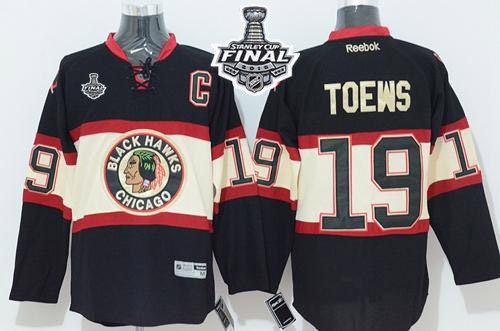 Blackhawks #19 Jonathan Toews Black New Third 2015 Stanley Cup Stitched NHL Jersey
