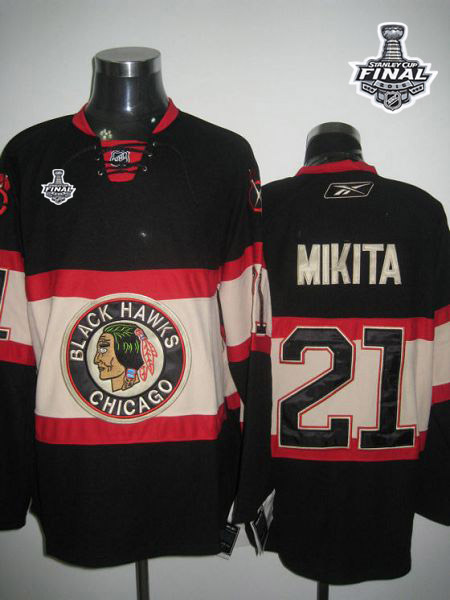 Blackhawks #21 Stan Mikita Black New Third 2015 Stanley Cup Stitched NHL Jersey