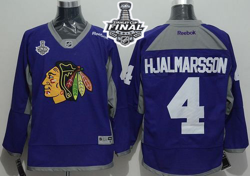 Blackhawks #4 Niklas Hjalmarsson Purple Practice 2015 Stanley Cup Stitched NHL Jersey