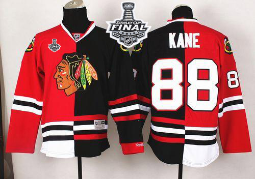 Blackhawks #88 Patrick Kane Red/Black Split 2015 Stanley Cup Stitched NHL Jersey