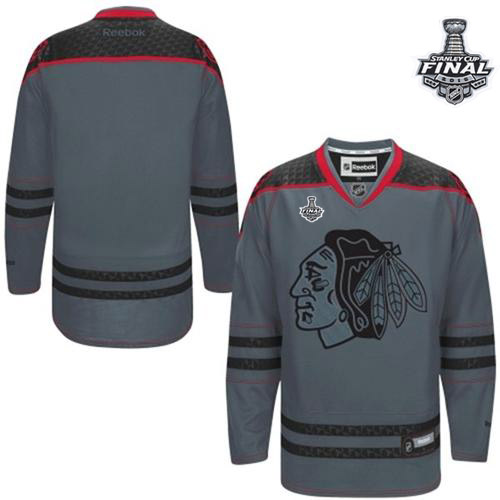 Blackhawks Blank Charcoal Cross Check Fashion 2015 Stanley Cup Stitched NHL Jersey