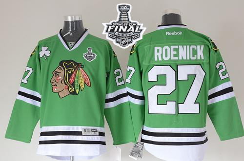 Blackhawks #27 Jeremy Roenick Green 2015 Stanley Cup Stitched NHL Jersey