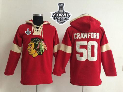 Chicago Blackhawks #50 Corey Crawford Red 2015 Stanley Cup Pullover NHL Hoodie