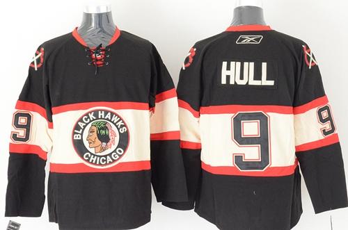 Blackhawks #9 Bobby Hull Black New Third Stitched NHL Jersey