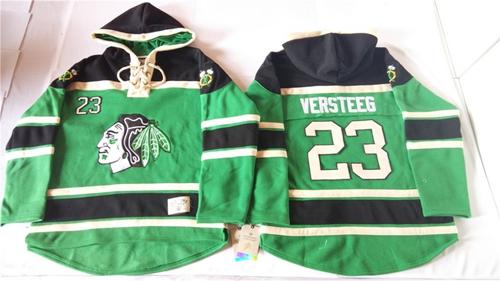 Blackhawks #23 Kris Versteeg Green St. Patrick's Day McNary Lace Hoodie Stitched NHL Jersey