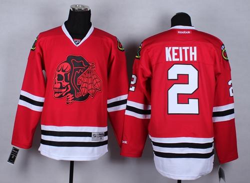 Blackhawks #2 Duncan Keith Red(Red Skull) Stitched NHL Jersey