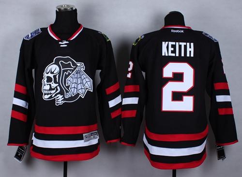 Blackhawks #2 Duncan Keith Black(White Skull) 2014 Stadium Series Stitched NHL Jersey