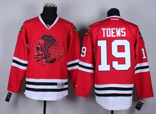 Blackhawks #19 Jonathan Toews Red(Red Skull) Stitched NHL Jersey