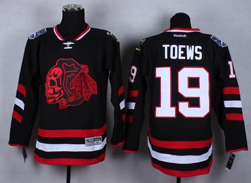 Blackhawks #19 Jonathan Toews Black(Red Skull) 2014 Stadium Series Stitched NHL Jersey
