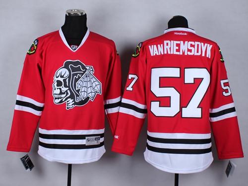 Blackhawks #57 Trevor Van Riemsdyk Red(White Skull) Stitched NHL Jersey
