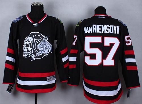 Blackhawks #57 Trevor Van Riemsdyk Black(White Skull) 2014 Stadium Series Stitched NHL Jersey