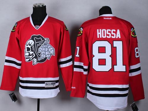 Blackhawks #81 Marian Hossa Red(White Skull) Stitched NHL Jersey