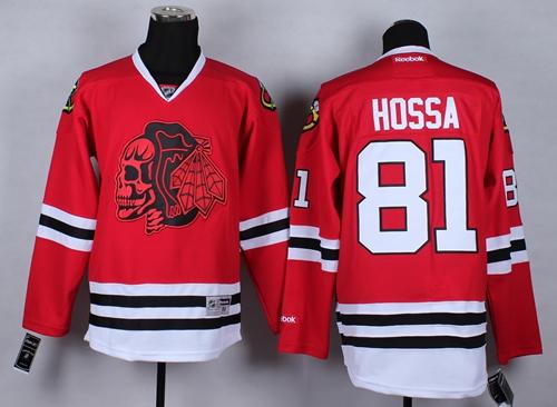 Blackhawks #81 Marian Hossa Red(Red Skull) Stitched NHL Jersey