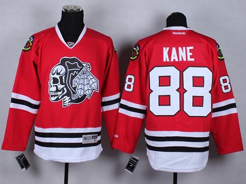 Blackhawks #88 Patrick Kane Red(White Skull) Stitched NHL Jersey