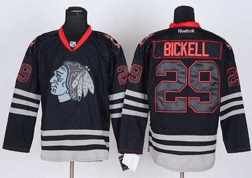Blackhawks #29 Bryan Bickell Black Ice Stitched NHL Jersey