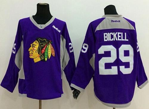 Blackhawks #29 Bryan Bickell Purple Practice Stitched NHL Jersey