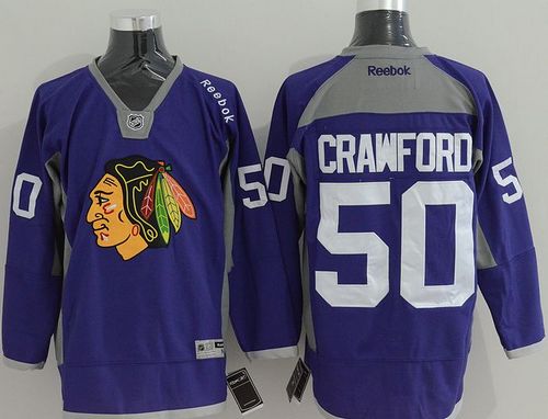 Blackhawks #50 Corey Crawford Purple Practice Stitched NHL Jersey
