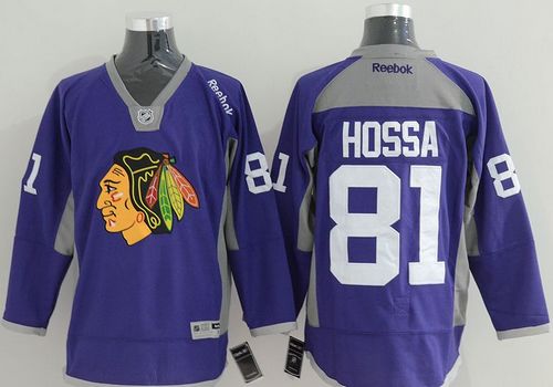 Blackhawks #81 Marian Hossa Purple Practice Stitched NHL Jersey