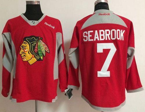Blackhawks #7 Brent Seabrook Red Practice Stitched NHL Jersey