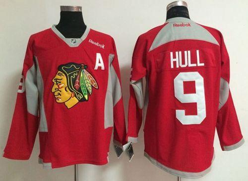 Blackhawks #9 Bobby Hull Red Practice Stitched NHL Jersey
