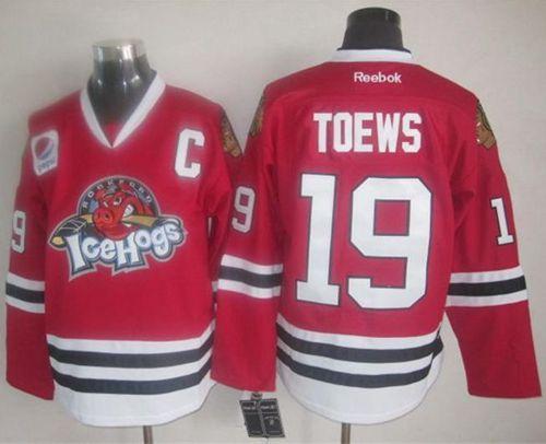 Blackhawks #19 Jonathan Toews Red Ice Hogs Stitched NHL Jersey