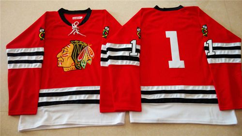 Mitchell And Ness 1960-61 Blackhawks #1 Glenn Hall Red Stitched NHL Jersey