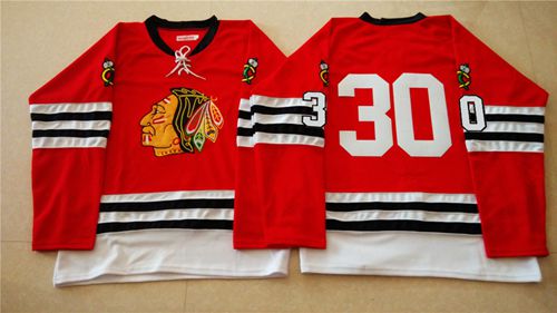 Mitchell And Ness 1960-61 Blackhawks #30 ED Belfour Red Stitched NHL Jersey