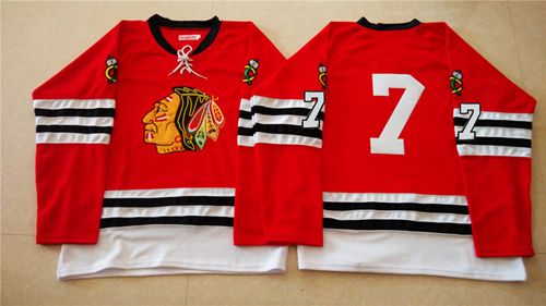 Mitchell And Ness 1960-61 Blackhawks #7 Chris Chelios Red Stitched NHL Jersey