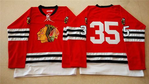 Mitchell And Ness 1960-61 Blackhawks #35 Tony Esposito Red Stitched NHL Jersey