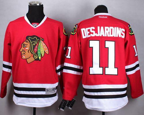 Blackhawks #11 Andrew Desjardins Red Home Stitched NHL Jersey