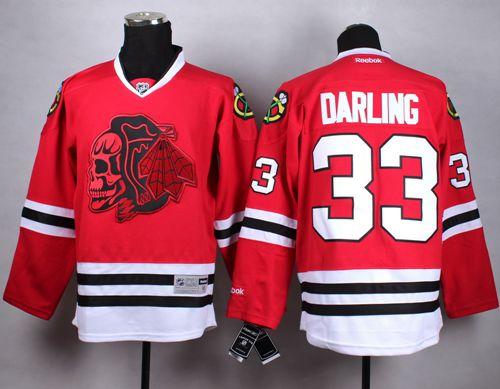 Blackhawks #33 Scott Darling Red(Red Skull) Stitched NHL Jersey