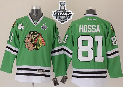 Blackhawks #81 Marian Hossa Green 2015 Stanley Cup Stitched NHL Jersey