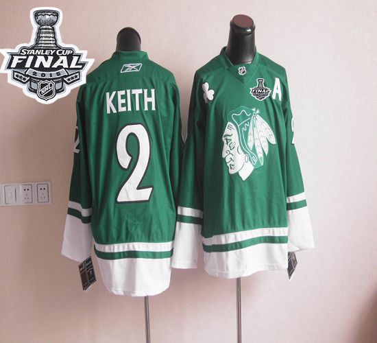 Blackhawks St Patty's Day #2 Duncan Keith Green 2015 Stanley Cup Stitched NHL Jersey