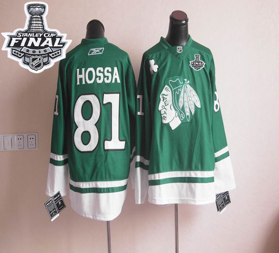 Blackhawks St Patty's Day #81 Marian Hossa Green 2015 Stanley Cup Stitched NHL Jersey