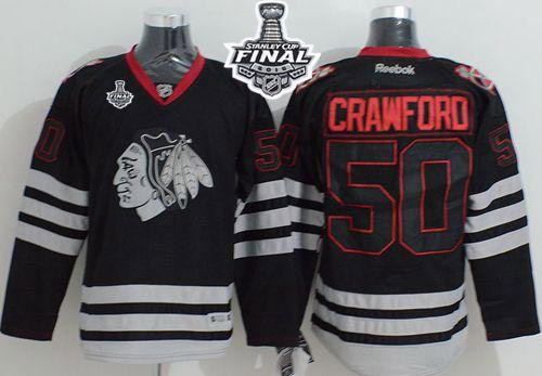 Blackhawks #50 Corey Crawford Black Ice 2015 Stanley Cup Stitched NHL Jersey