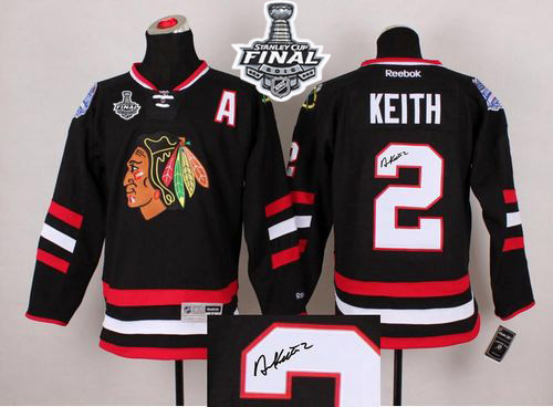 Blackhawks #2 Duncan Keith Black Autographed 2015 Stanley Cup Stitched NHL Jersey
