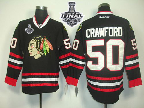 Blackhawks #50 Corey Crawford Black 2015 Stanley Cup Stitched NHL Jersey