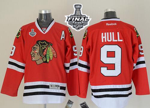 Blackhawks #9 Bobby Hull Red 2015 Stanley Cup Stitched NHL Jersey