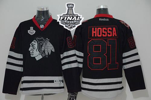 Blackhawks #81 Marian Hossa Black Ice 2015 Stanley Cup Stitched NHL Jersey