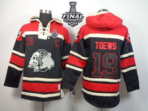 Blackhawks #19 Jonathan Toews Black Sawyer Hooded Sweatshirt 2015 Stanley Cup Stitched NHL Jersey