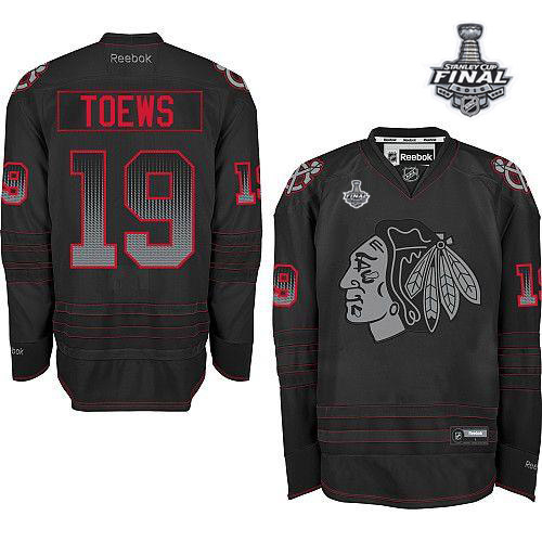Blackhawks #19 Jonathan Toews Black Accelerator 2015 Stanley Cup Stitched NHL Jersey