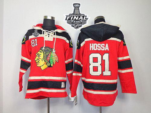 Blackhawks #81 Marian Hossa Red Sawyer Hooded Sweatshirt 2015 Stanley Cup Stitched NHL Jersey