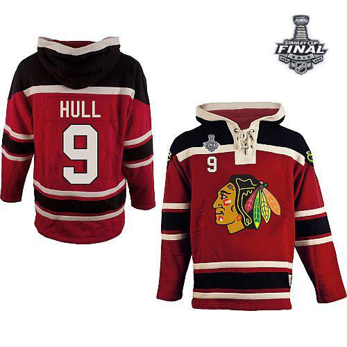 Blackhawks #9 Bobby Hull Red Sawyer Hooded Sweatshirt 2015 Stanley Cup Stitched NHL Jersey