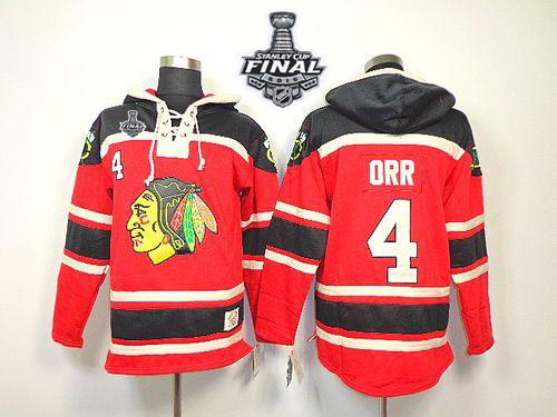 Blackhawks #4 Bobby Orr Red Sawyer Hooded Sweatshirt 2015 Stanley Cup Stitched NHL Jersey