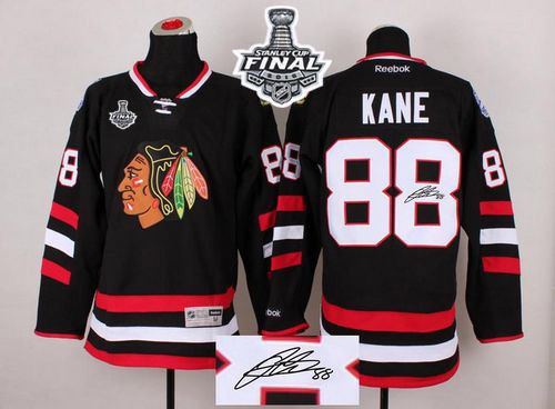 Blackhawks #88 Patrick Kane Black Autographed 2015 Stanley Cup Stitched NHL Jersey