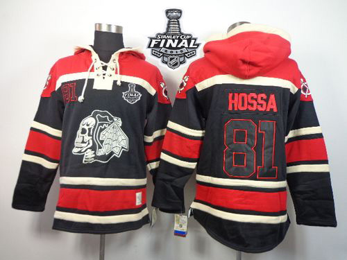 Blackhawks #81 Marian Hossa Black Sawyer Hooded Sweatshirt 2015 Stanley Cup Stitched NHL Jersey