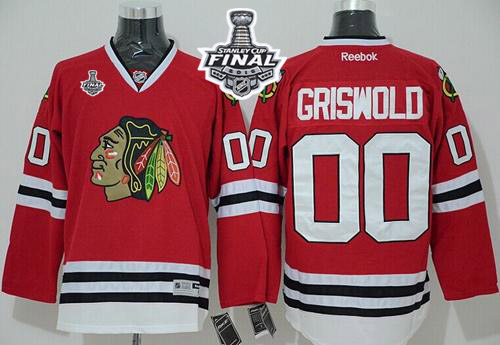 Blackhawks #00 Clark Griswold Red Home 2015 Stanley Cup Stitched NHL Jersey