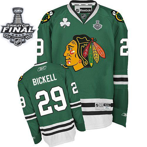 Blackhawks #29 Bryan Bickell Green 2015 Stanley Cup Stitched NHL Jersey