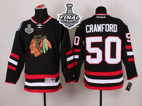 Blackhawks #50 Corey Crawford Black 2014 Stadium Series 2015 Stanley Cup Stitched NHL Jersey